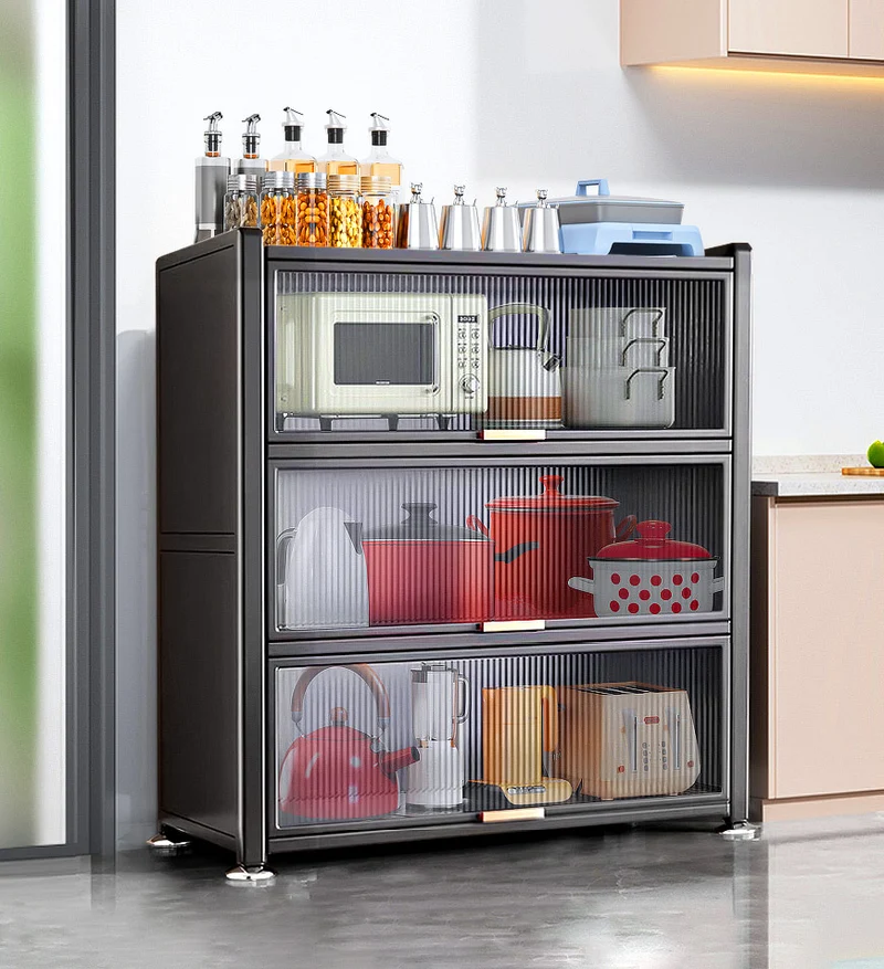 Joybos® Armoire de rangement de cuisine métallique grande, nouvelle version améliorée à 4 niveaux F244