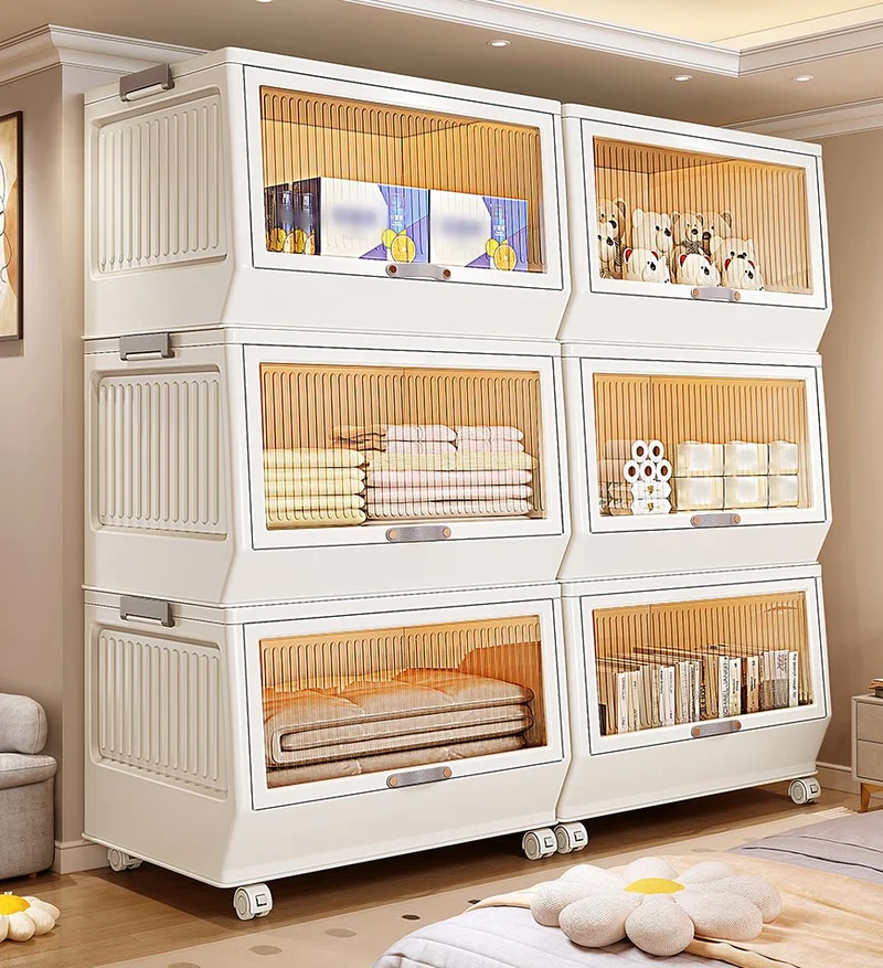 Joybos® Bacs de Rangement Multifonctionnels à Couvercle Rabattable avec Roues F228