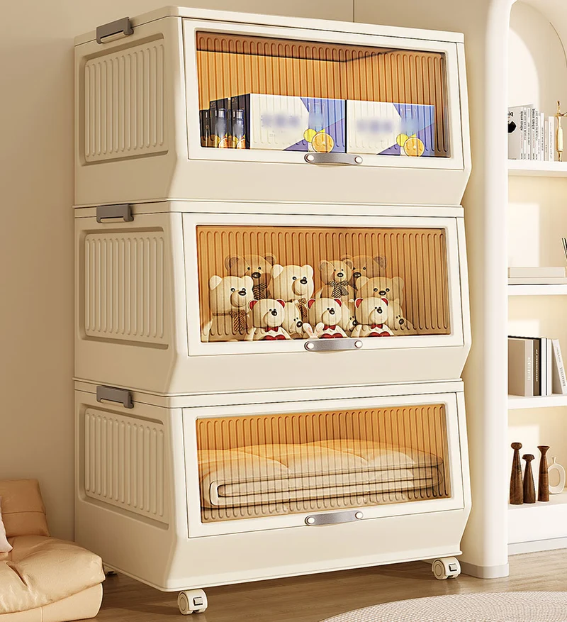 Joybos® Bacs de Rangement Multifonctionnels à Couvercle Rabattable avec Roues F228