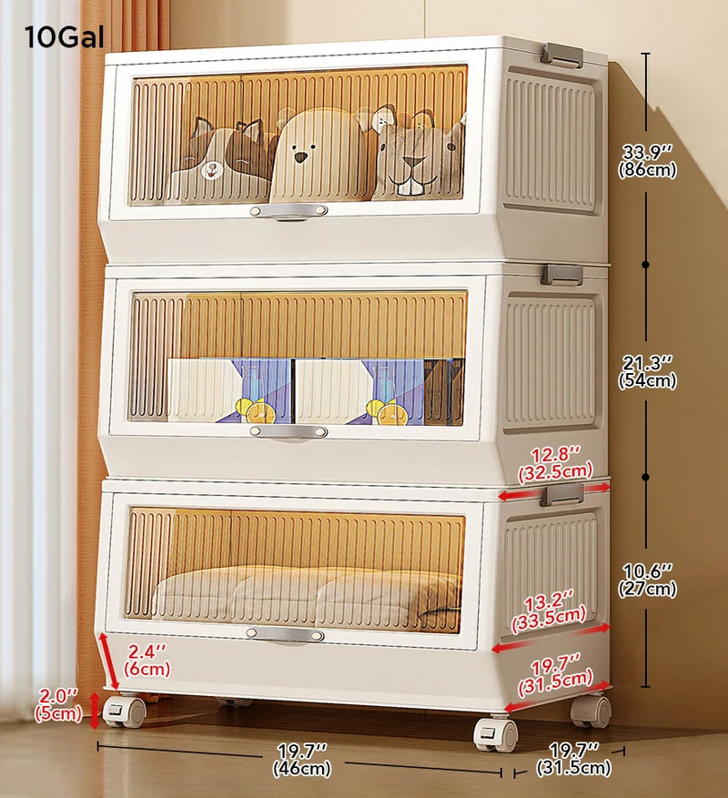 Joybos® Bacs de Rangement Multifonctionnels à Couvercle Rabattable avec Roues F228