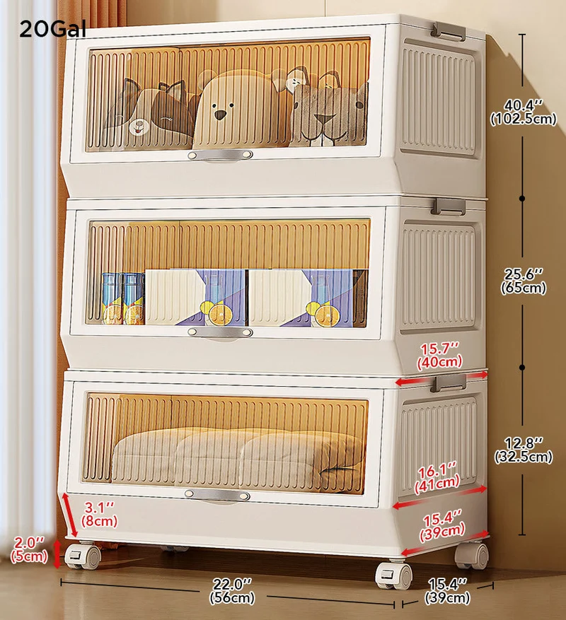 Joybos® Bacs de Rangement Multifonctionnels à Couvercle Rabattable avec Roues F228