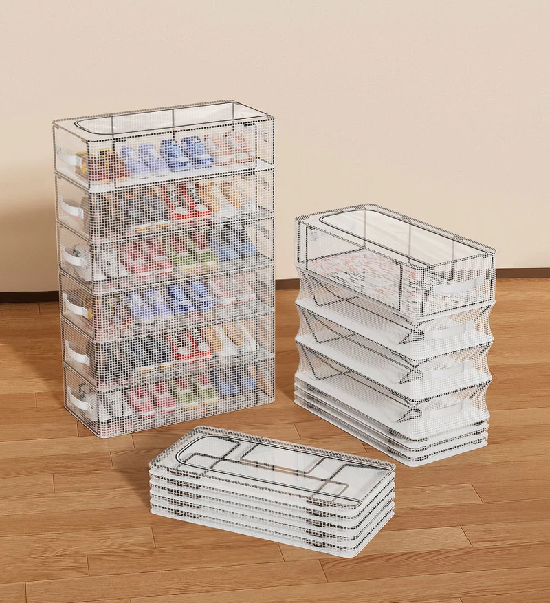 Joybos® Boîte de rangement à chaussures transparente et anti-poussière pliable de grande capacité F248