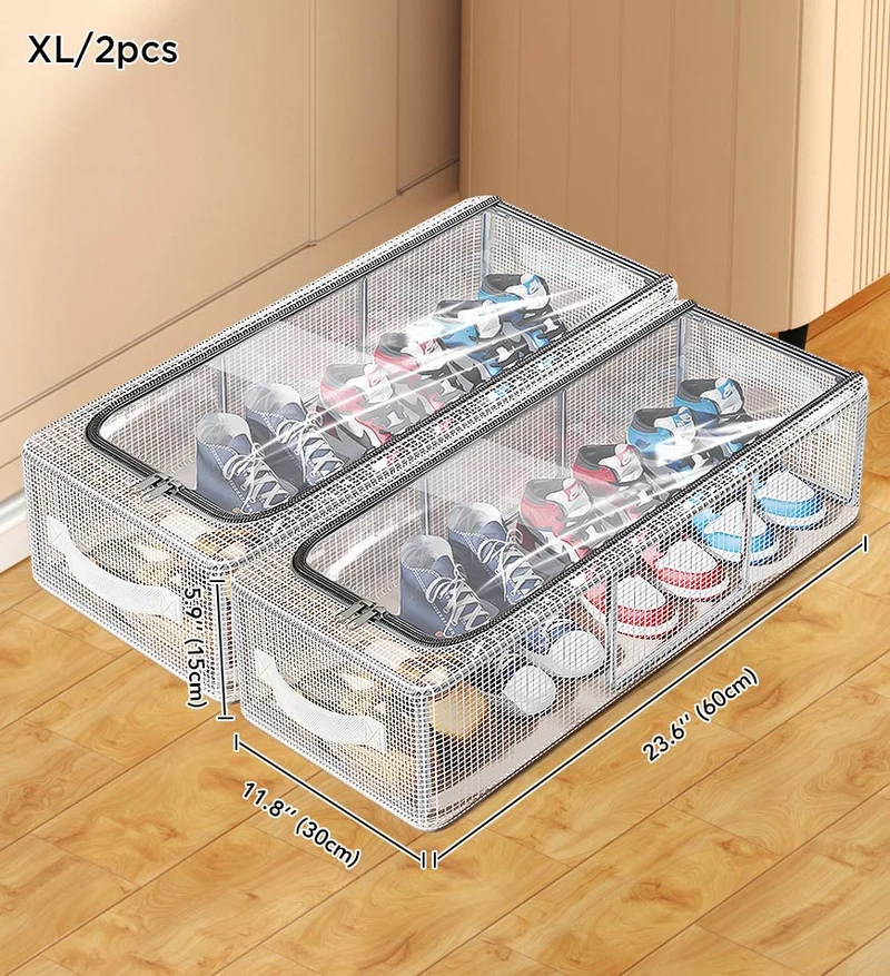 Joybos® Boîte de rangement à chaussures transparente et anti-poussière pliable de grande capacité F248
