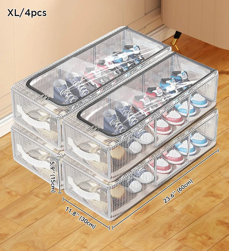 Joybos® Boîte de rangement à chaussures transparente et anti-poussière pliable de grande capacité F248