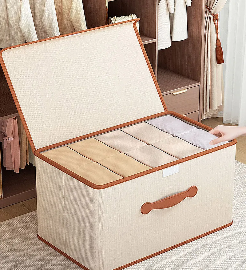 Joybos® Boîtes de Rangement Pliables avec Couvercles et Poignée en Cuir