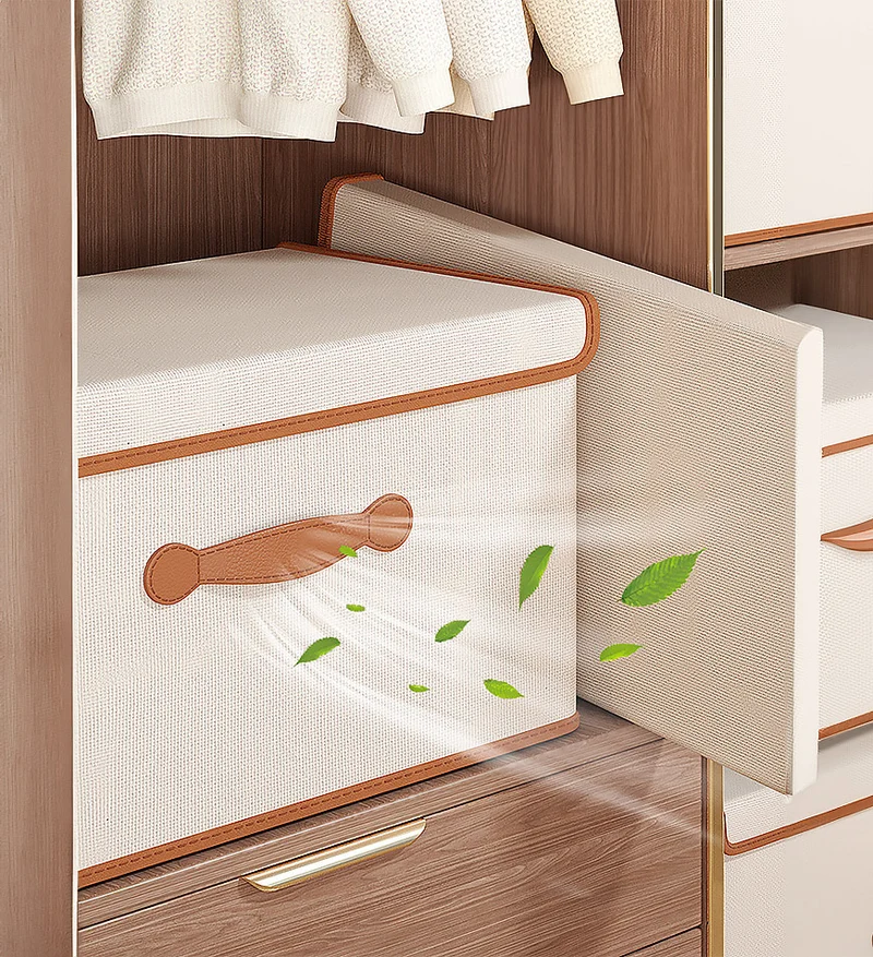 Joybos® Boîtes de Rangement Pliables avec Couvercles et Poignée en Cuir