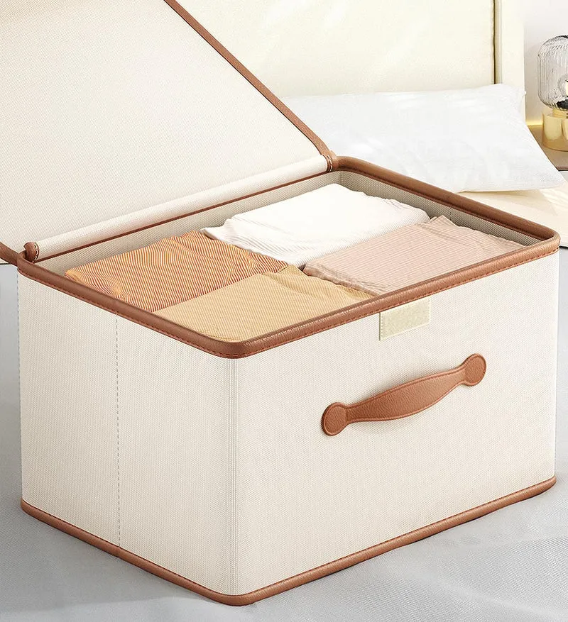 Joybos® Boîtes de Rangement Pliables avec Couvercles et Poignée en Cuir