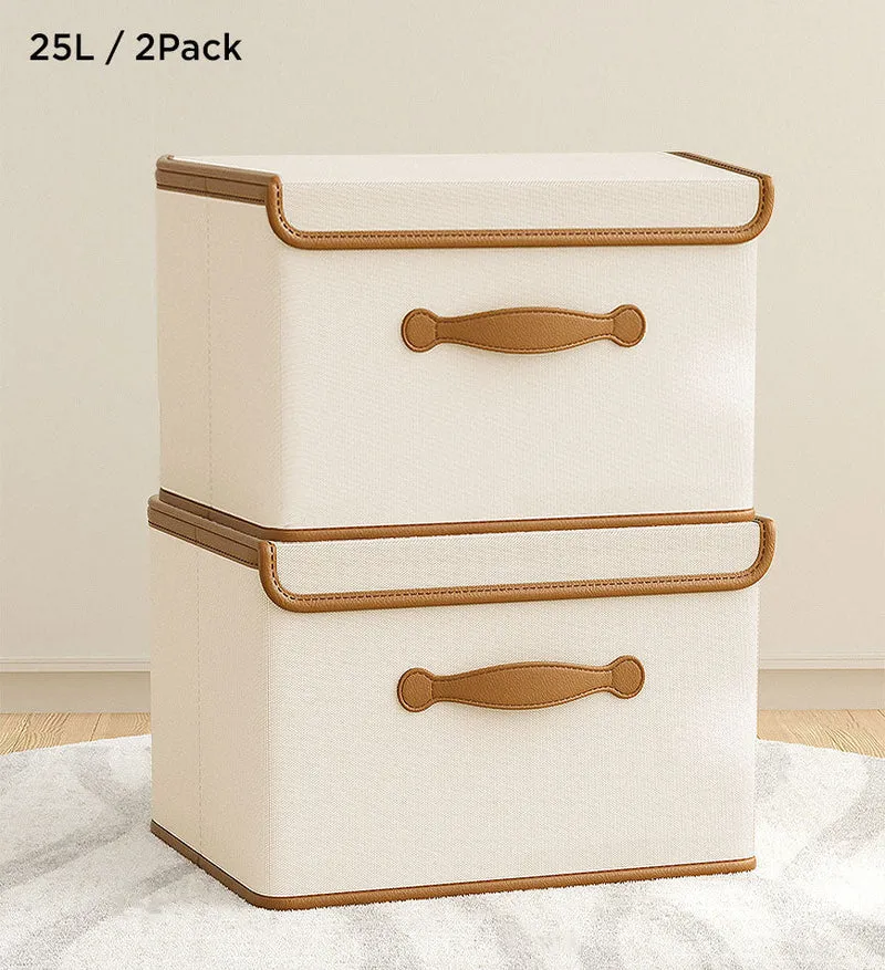 Joybos® Boîtes de Rangement Pliables avec Couvercles et Poignée en Cuir