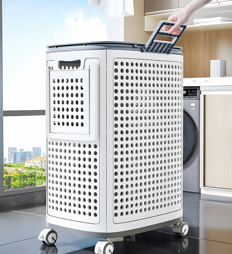 Joybos® Panier à linge à roulettes plastique F251