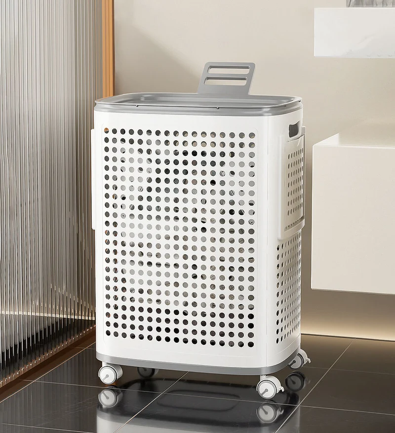 Joybos® Panier à linge à roulettes plastique F251
