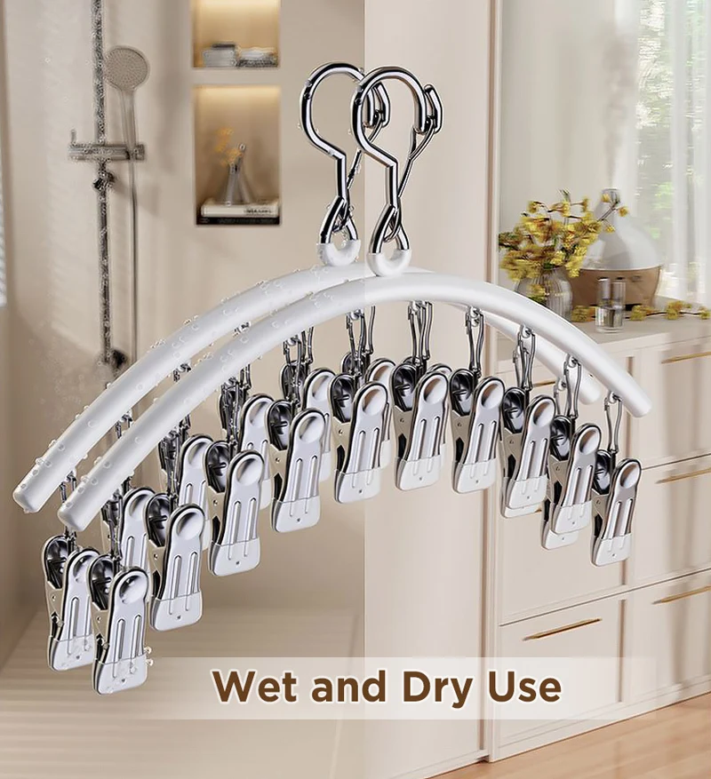 Joybos® Séchoir à linge en acier inoxydable, cintres coupe-vent F247