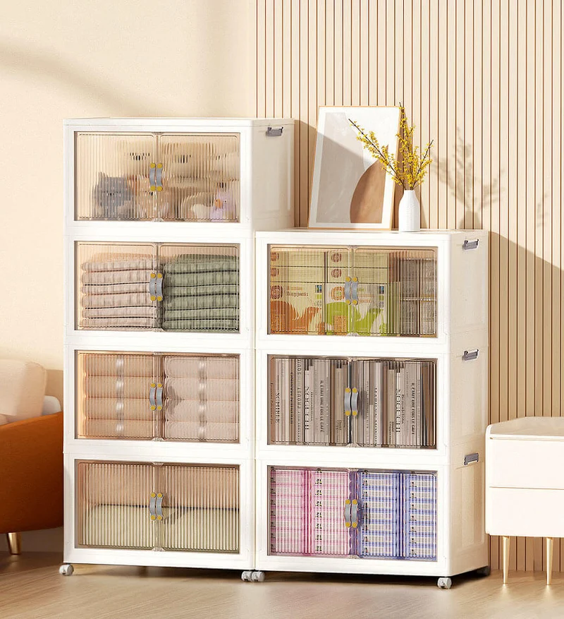 Joybos®Bacs de Rangement Empilables avec Couvercles et Portes