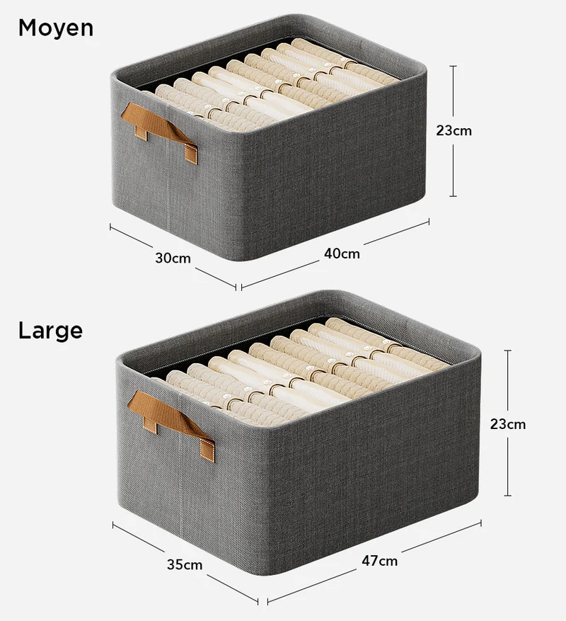 Joybos® Panier de Rangement Ouvert Pliable en Lin de Coton avec Poignées F44