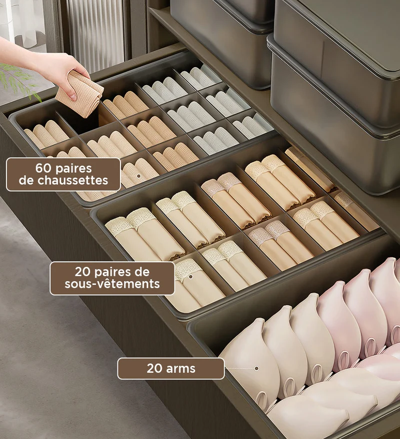 Joybos® Boîte de Rangement Translucide pour Chaussettes et Sous-vêtements Z157