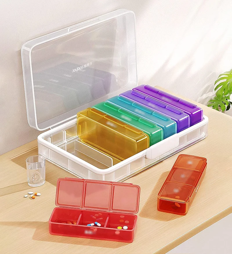 Joybos® Boîte Organisateur de Pilules Hebdomadaire Détachable Z143