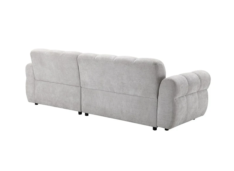 Canapé d'angle fixe en velours texturé gris clair JAROD - Angle droit