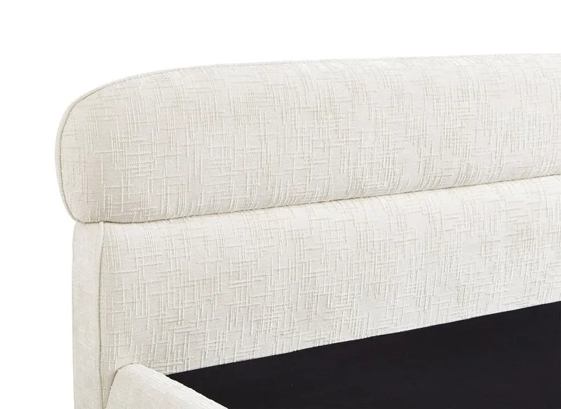 Lit coffre en velours chiné beige 140x190cm MELO