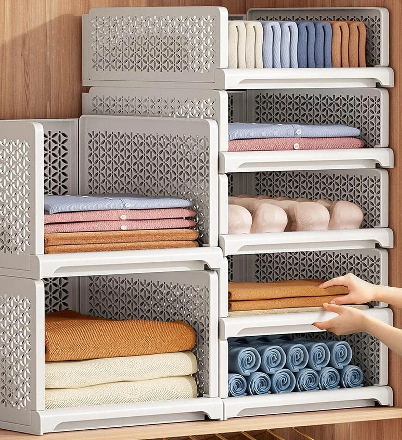 Joybos®Boîte de Rangement Blanche Empilable pour Vêtement