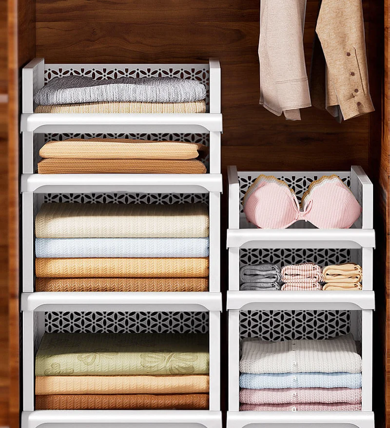 Joybos®Boîte de Rangement Blanche Empilable pour Vêtement