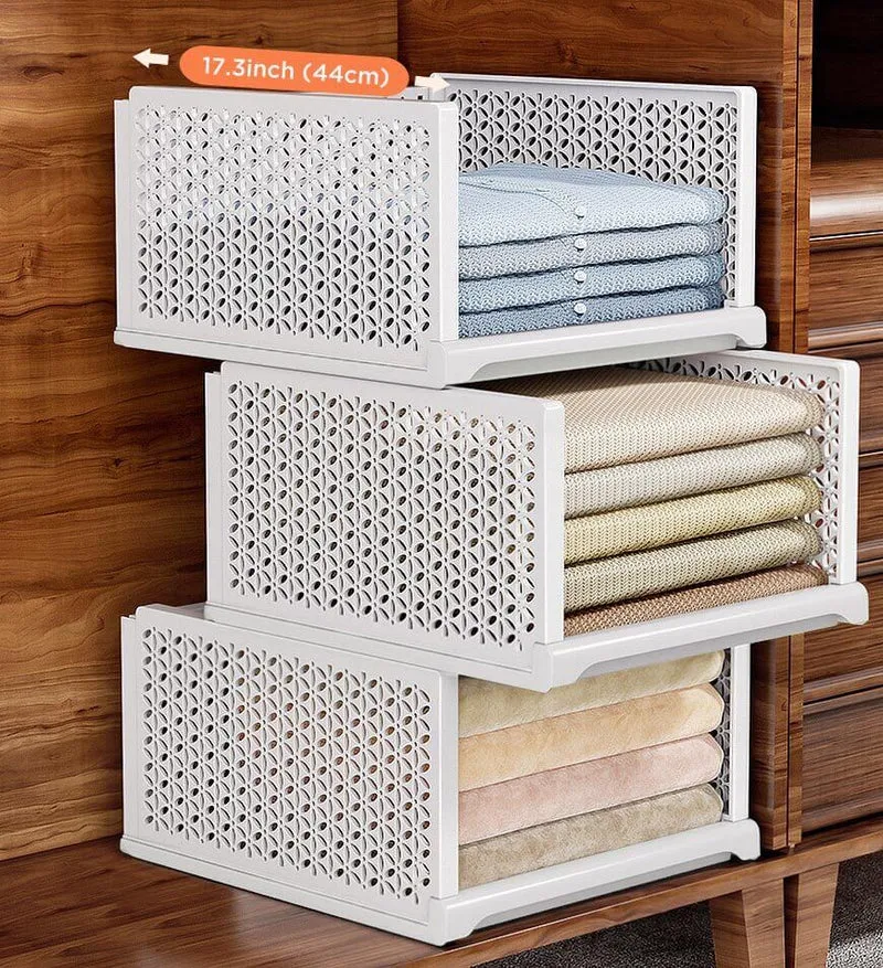 Joybos®Boîte de Rangement Blanche Empilable pour Vêtement