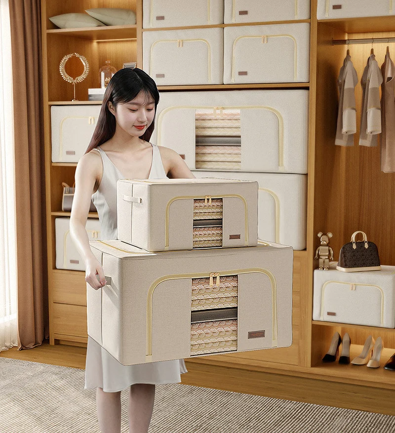 Joybos®Boîte de Rangement Pliable en Coton avec Fenêtre