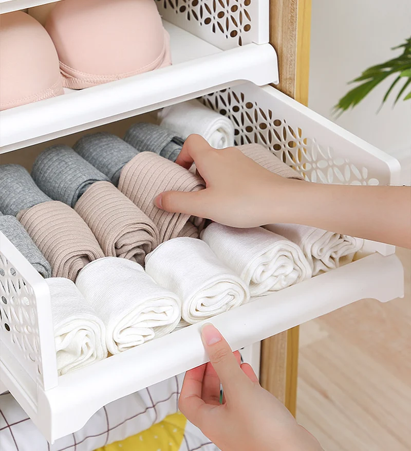 Joybos®Boîte de Stockage de Vêtement Blanche Empilable pour Rangement Placard