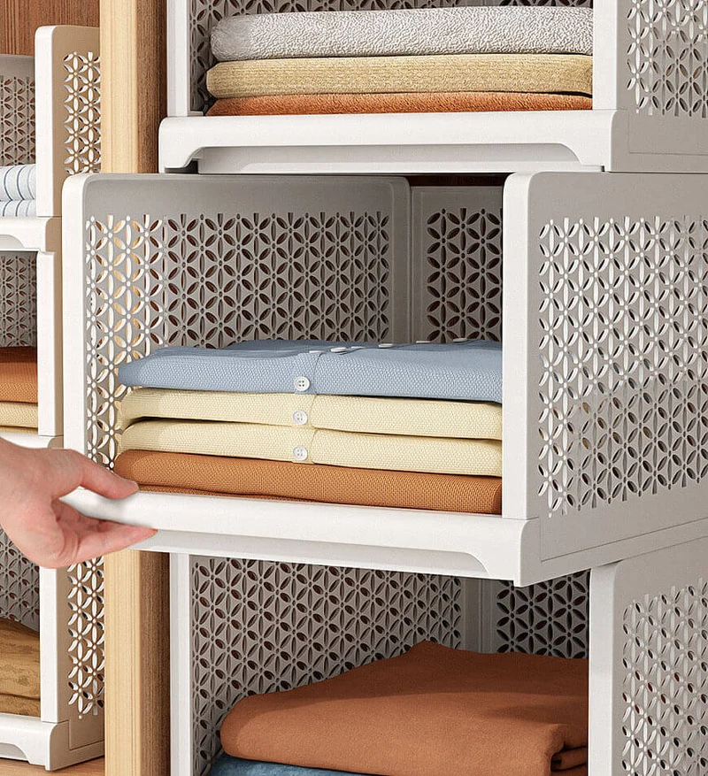 Joybos®Boîte de Stockage de Vêtement Blanche Empilable pour Rangement Placard