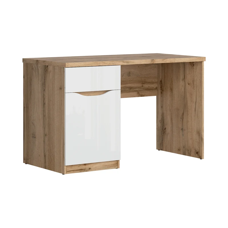 Bureau 1 tiroir 1 porte June Blanc et Bois