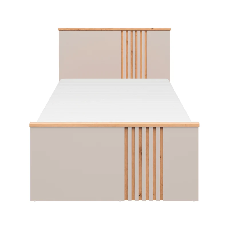 Lit 90x200 sommier inclus Ezra Cachemire et Bois