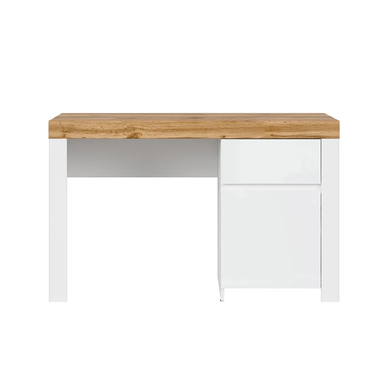 Bureau 1 porte 1 tiroir Hella Blanc et Bois