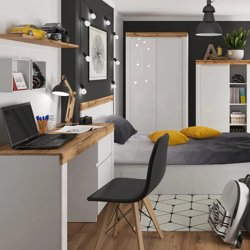 Bureau 1 porte 1 tiroir Hella Blanc et Bois
