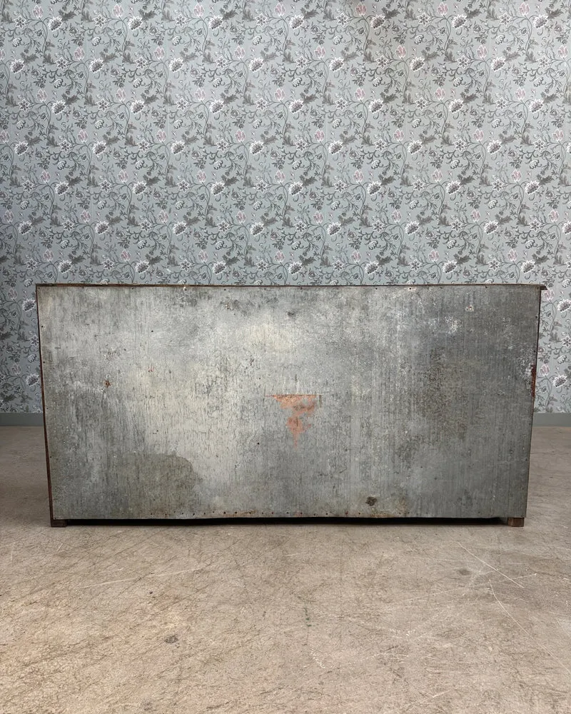 Ancienne glacière de bar en chêne et zinc