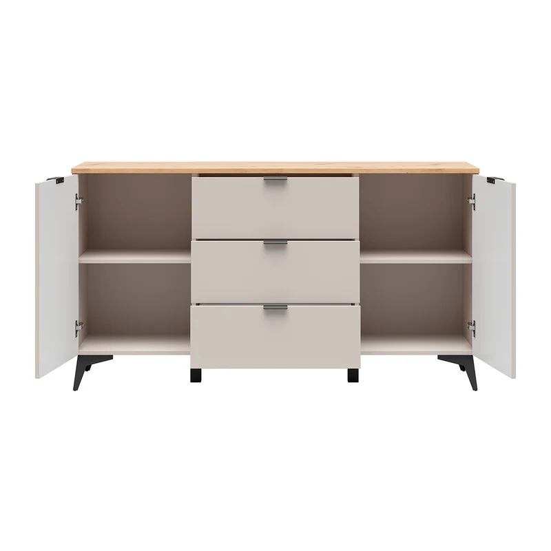 Buffet 2 portes 3 tiroirs Vicky Cachemire et Bois