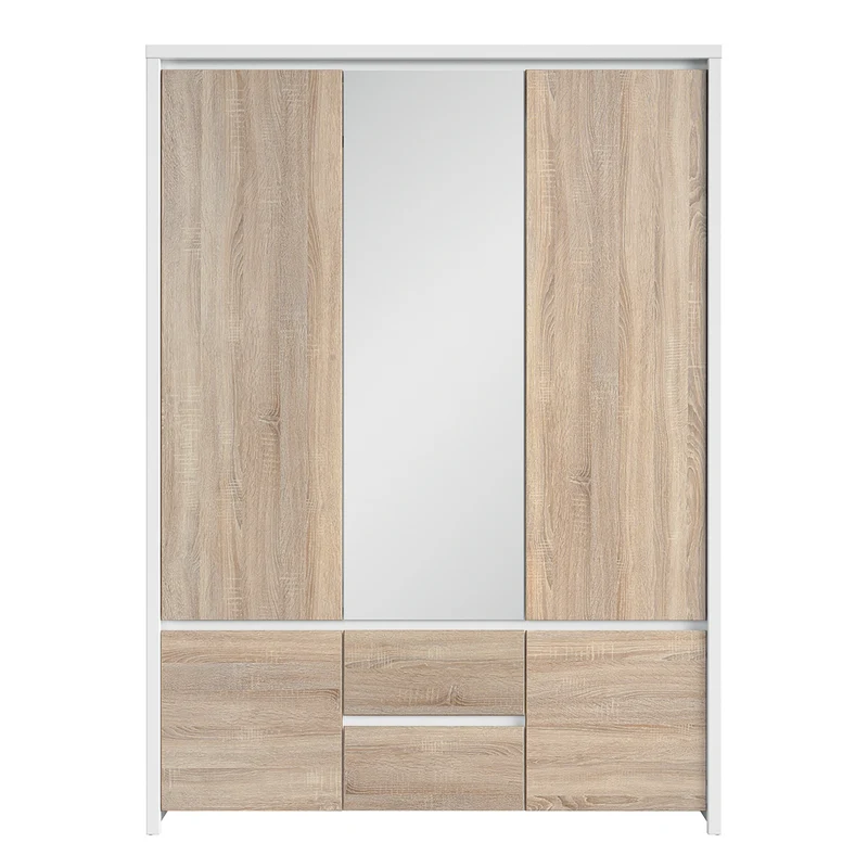 Armoire 3 portes Soren Blanc et Bois