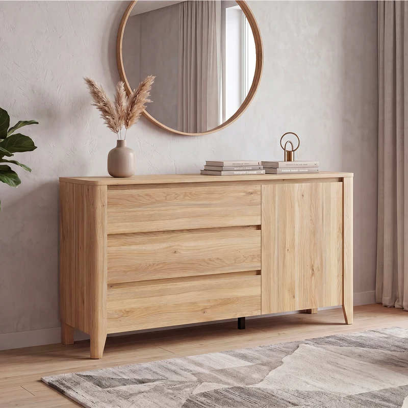 Commode 3 tiroirs 1 porte Samara Bois