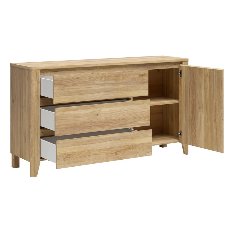 Commode 3 tiroirs 1 porte Samara Bois