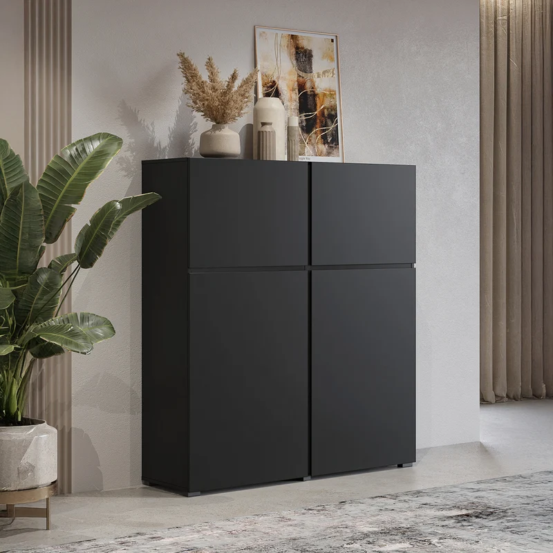 Buffet haut 4 portes Lilia Noir