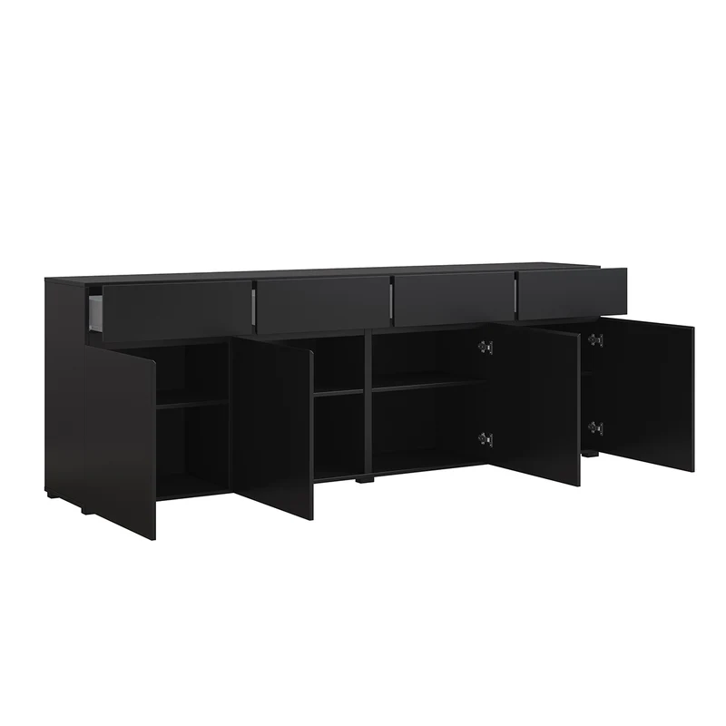 Buffet 4 portes 4 tiroirs Lilia Noir