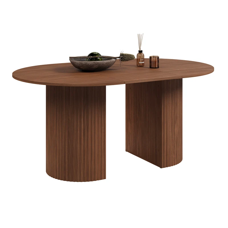 Table à manger extensible 4 à 8 places Canopée Bois foncé