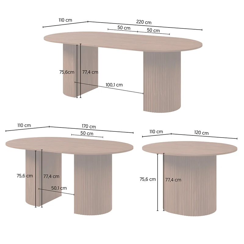 Table à manger extensible 4 à 8 places Canopée Bois foncé
