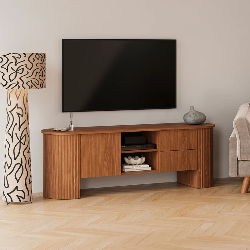 Meuble TV 1 porte 2 tiroirs 180 cm Canopée Bois foncé