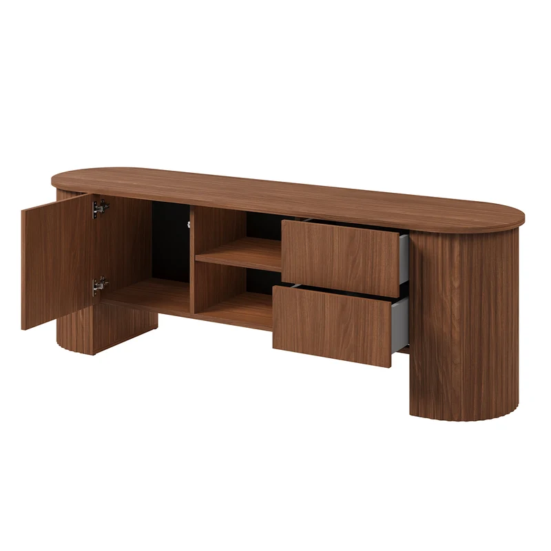 Meuble TV 1 porte 2 tiroirs 180 cm Canopée Bois foncé