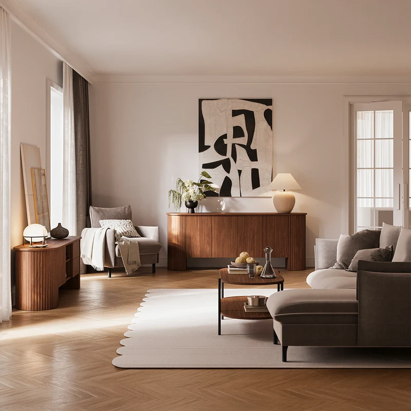 Meuble TV 1 porte 2 tiroirs 180 cm Canopée Bois foncé