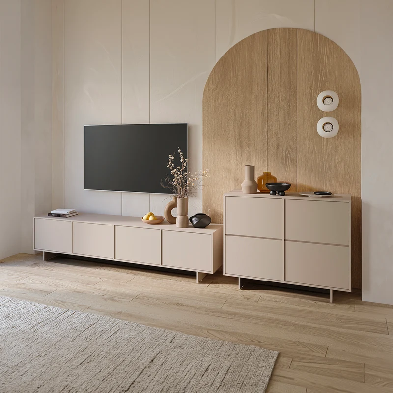 Meuble TV 4 portes 221 cm Tadao Cachemire