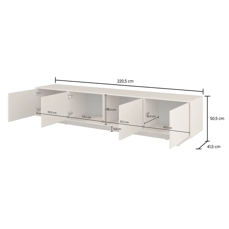 Meuble TV 4 portes 221 cm Tadao Cachemire