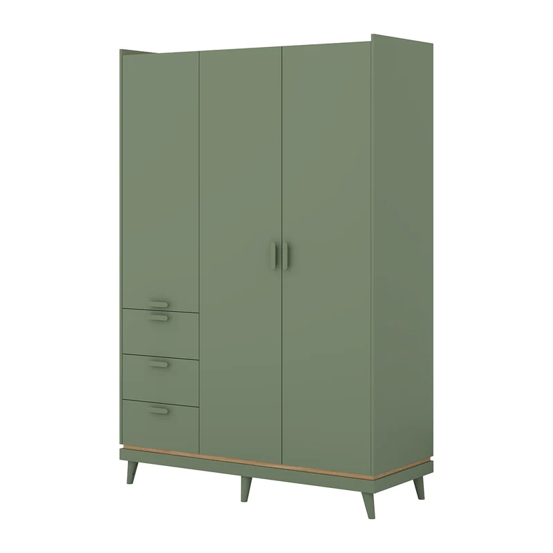 Armoire 3 portes 3 tiroirs Sandy Vert