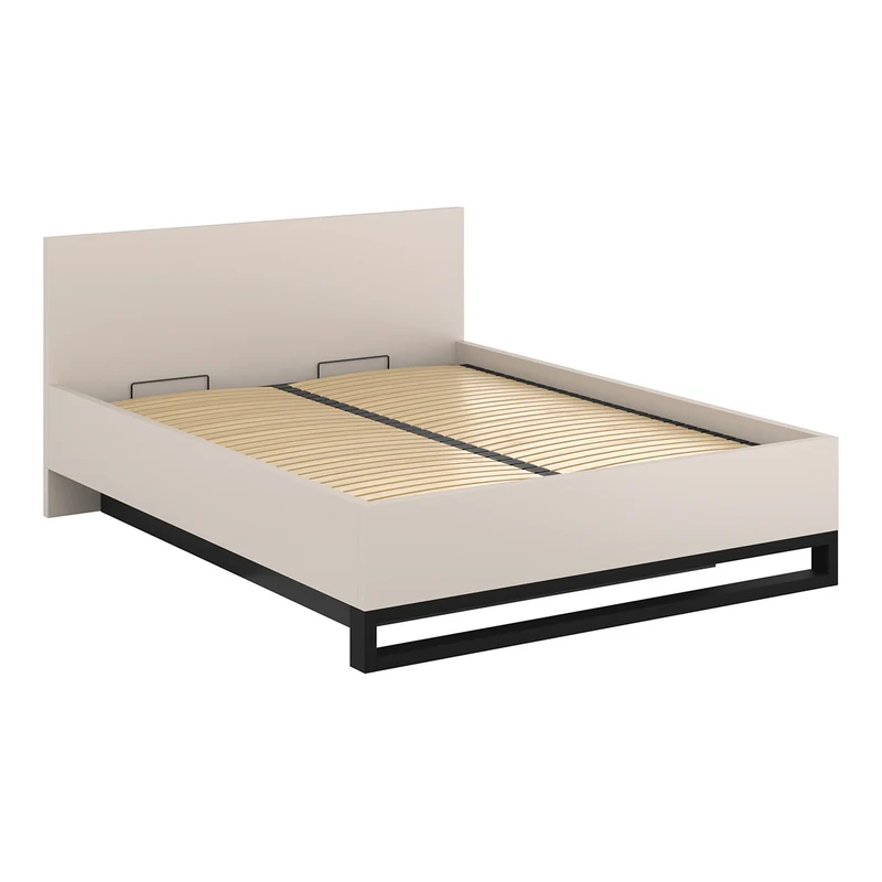 Lit coffre 180x200 sommier inclus Eden Cachemire et Noir