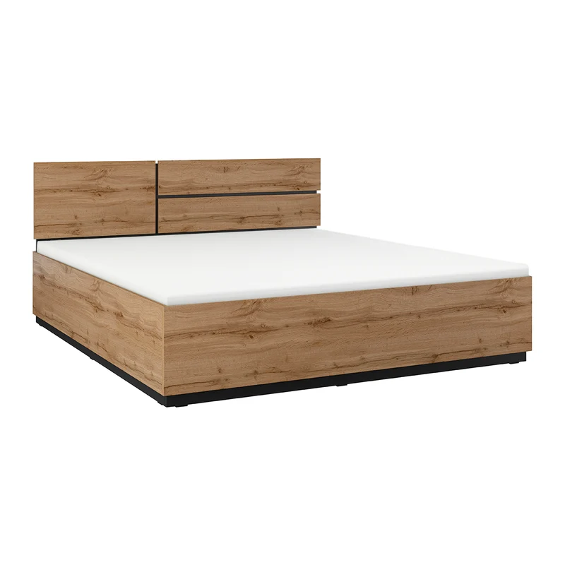Lit coffre 180x200 sommier inclus Lilia Bois