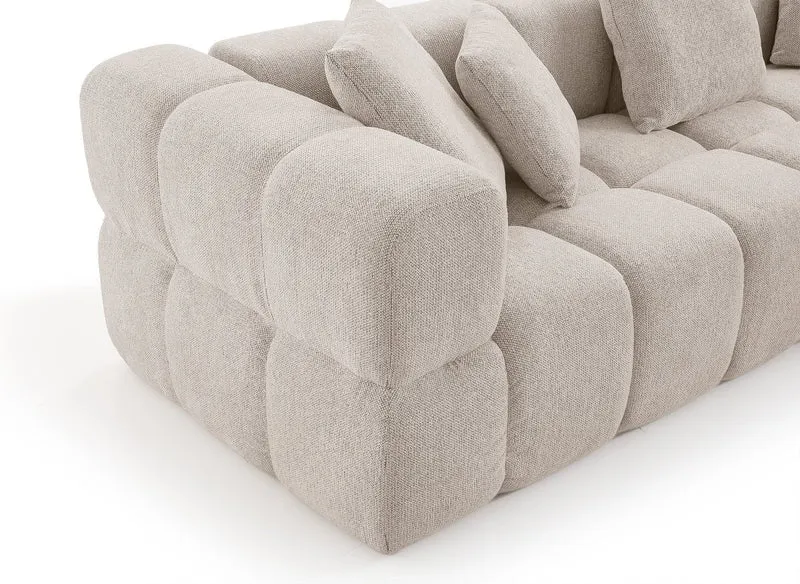 Canapé d'angle en velours texturé beige REBECCA