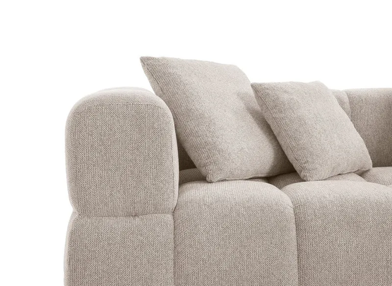 Canapé d'angle en velours texturé beige REBECCA